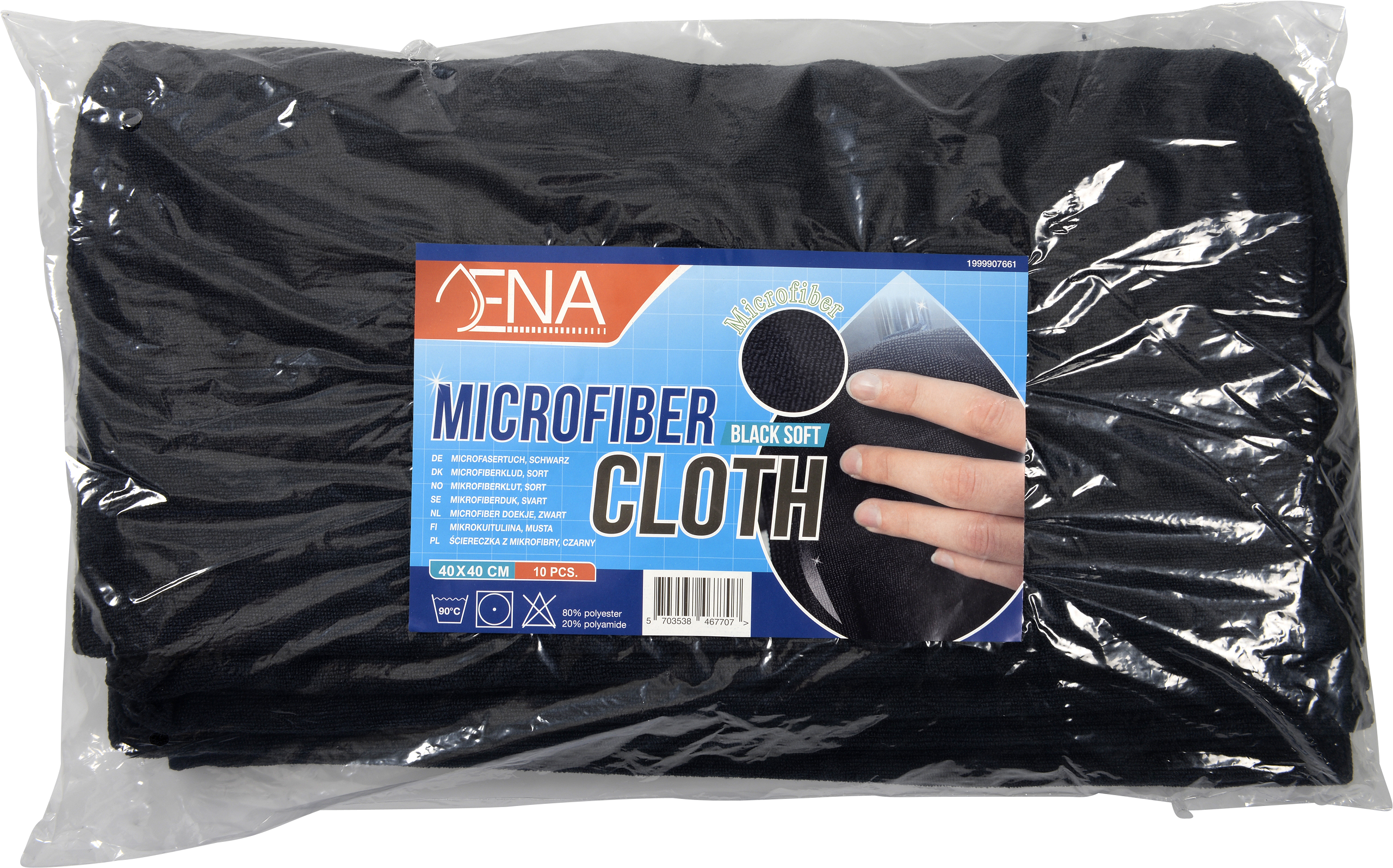 Microfasertuch Premium, ENA Soft, schwarz, 40 x 40 cm, 375 g/m², 10 Stück/Packung