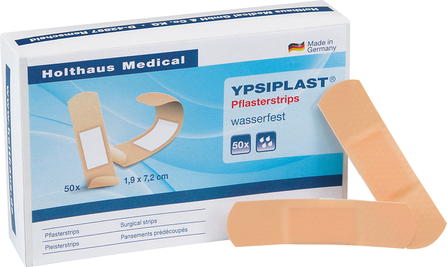 YPSIPLAST Pflasterstrip-Sortiment, wasserfest, 50 Stück, beige, 1,9 x 7,2 cm