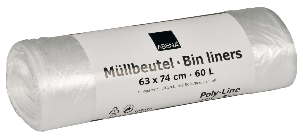 Poly-Line Müllbeutel, 5,5 my, HDPE, 40 x 50 Stück, transparent, 63 x 74 cm/ 60 Liter