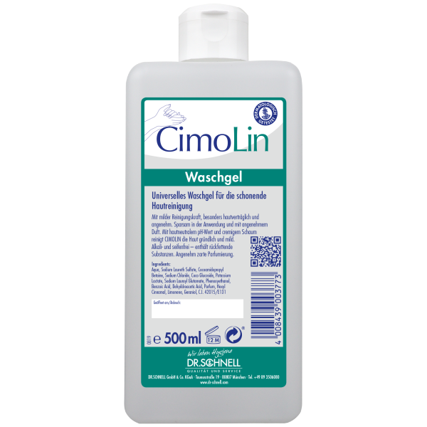 Dr. Schnell CimoLin Handwaschgel, mit feinem Duft nach grünem Tee, 500 ml Spenderflasche