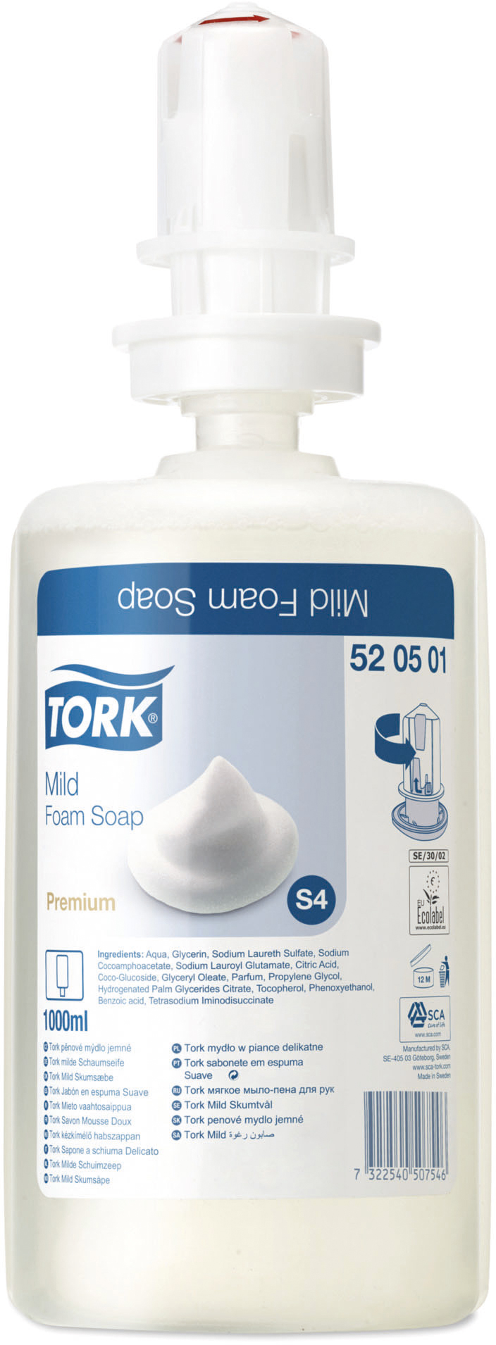 Tork Premium Schaumseife "mild", S4 - Schaumseifen System, parfümiert, weiß, 1 Liter