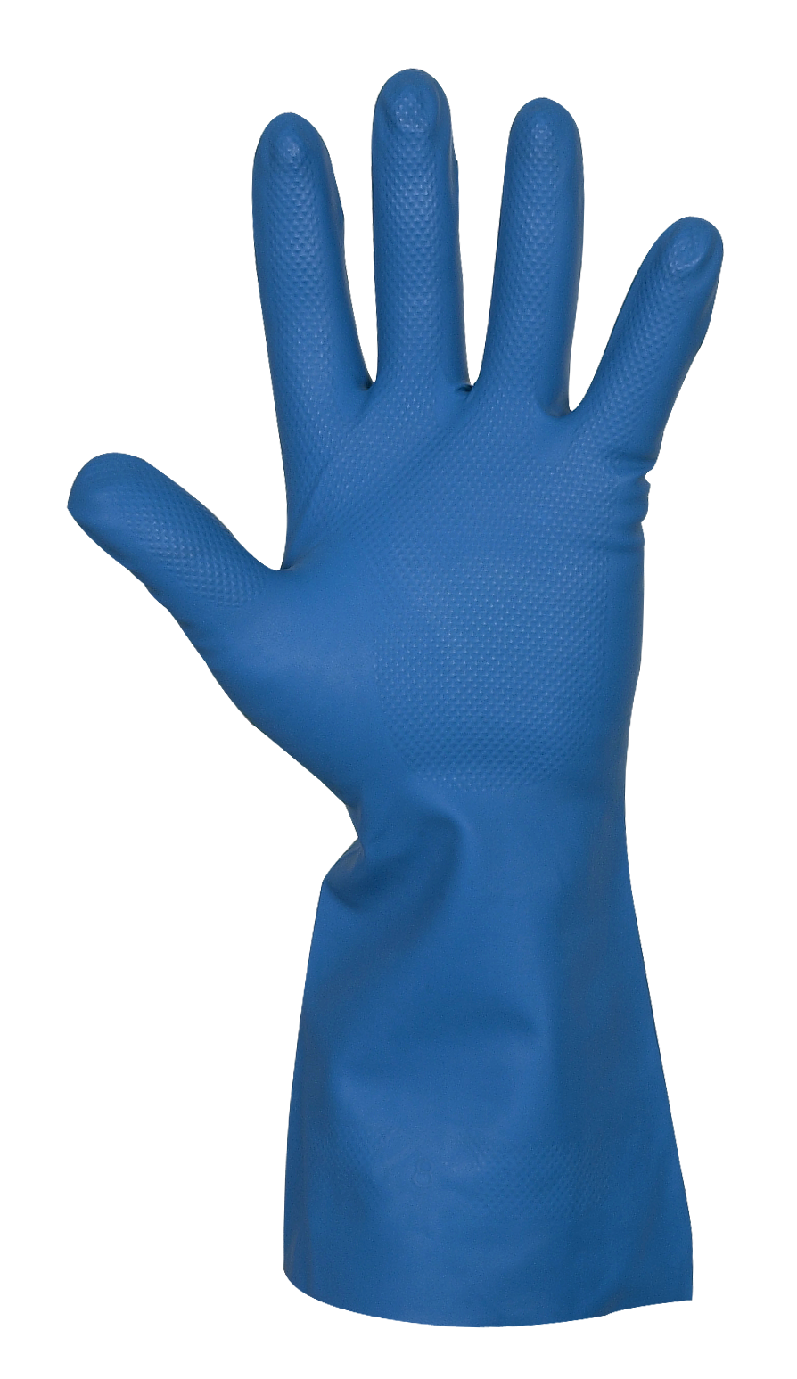Reinigungs- und Schutzhandschuh Nitril Gr. M, innen Samt, blau, medium