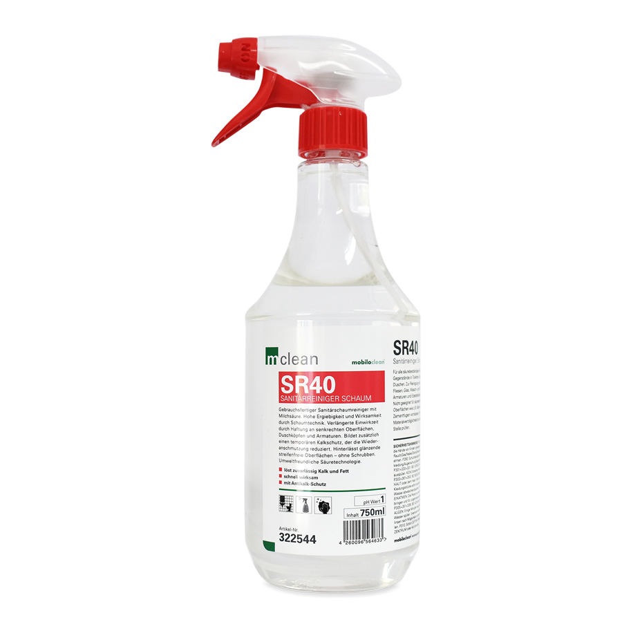 mclean SR40 Sanitärreiniger Schaum, gebrauchsfertig, 750 ml Sprühflasche, 12 Flaschen/Karton