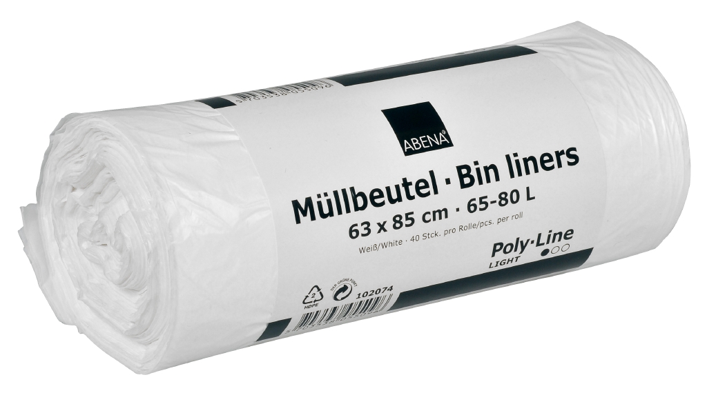 Poly-Line Müllbeutel, 8my, HDPE, 9 x 40 Stück, weiß , 63 x 85 cm/ 65 Liter