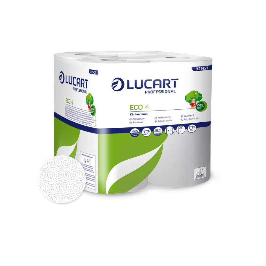 Lucart Prof. Eco 4, Küchenrolle, 2-lagig, RC, 22,8 x22,7 cm, 52 Blatt/Rolle