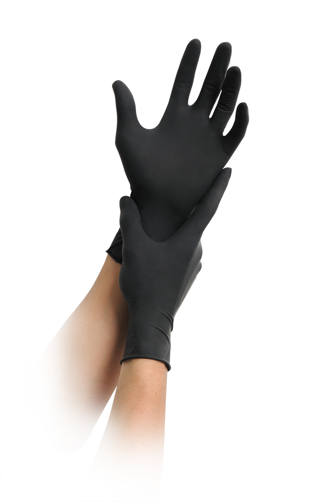 MaiMed – Nitril Black Nitril Handschuh Größe L, 100 Stück, puderfrei, schwarz, Gr. L