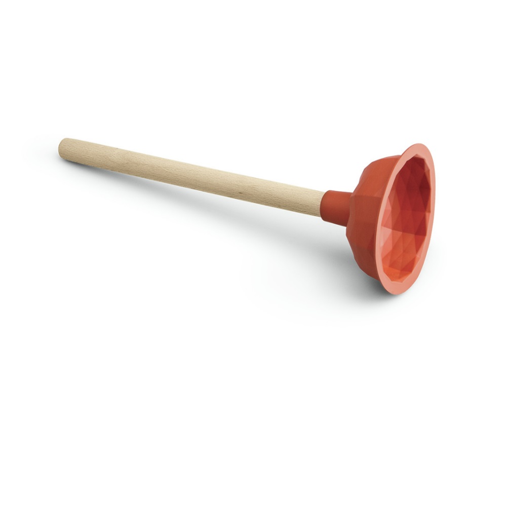 Nö Ausgusssauger, Pümpel, elastische Saugglocke, Holzstiel: ca. 35 cm, ø 14 cm, rot