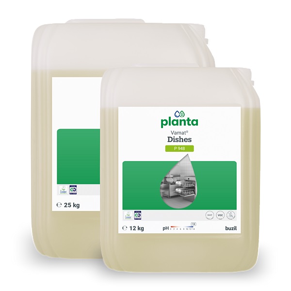 Buzil Vamat Dishes P948, 25kg Kanister, Ökologischer, flüssiger Glas- und Geschirrspülreiniger, alkalisch