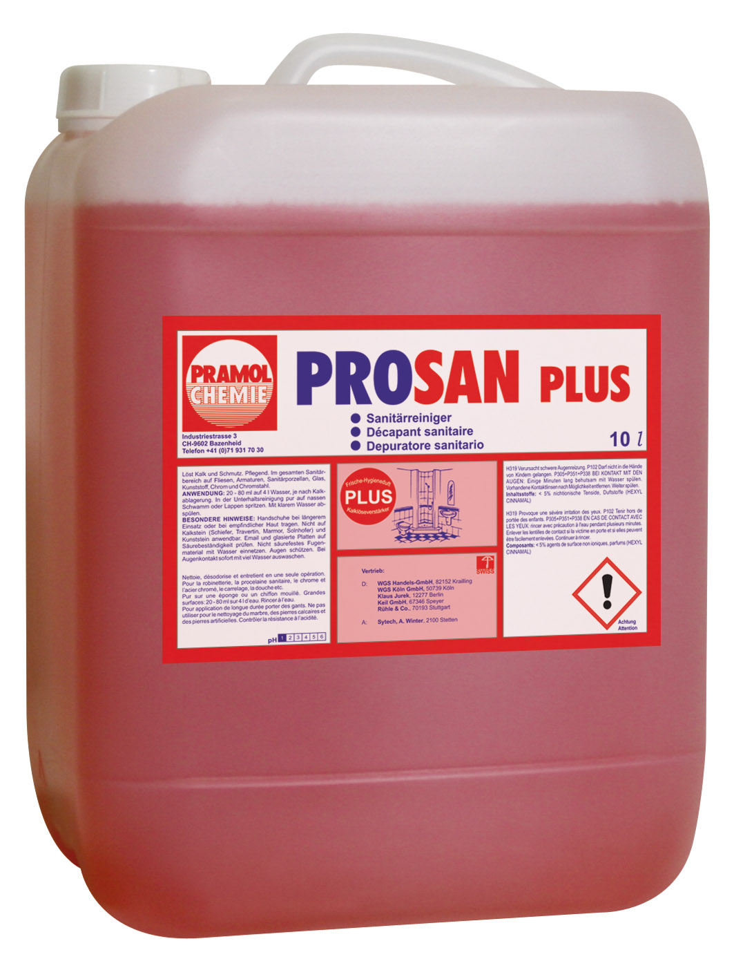 Pramol PROSAN PLUS Sanitärreiniger, rot, 10 Liter