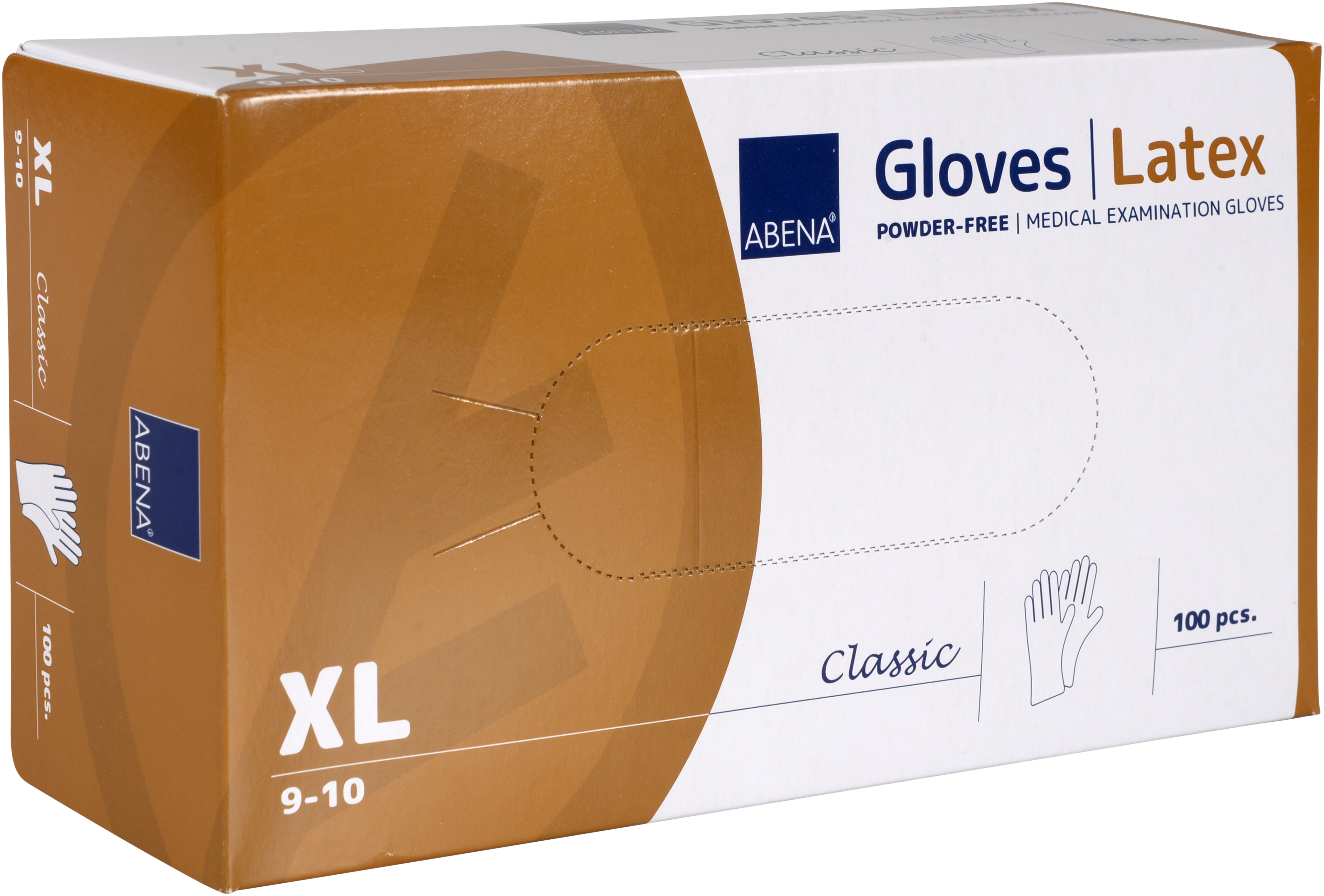 Abena Classic Latex Handschuh Größe XL, 100 Stück, puderfrei, weiß, Gr. XL