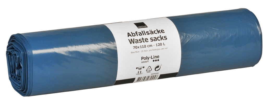Poly-Line Abfallsack, 50my, LDPE, 15 x 10 Stück, blau, 70x110cm/ 120 Liter