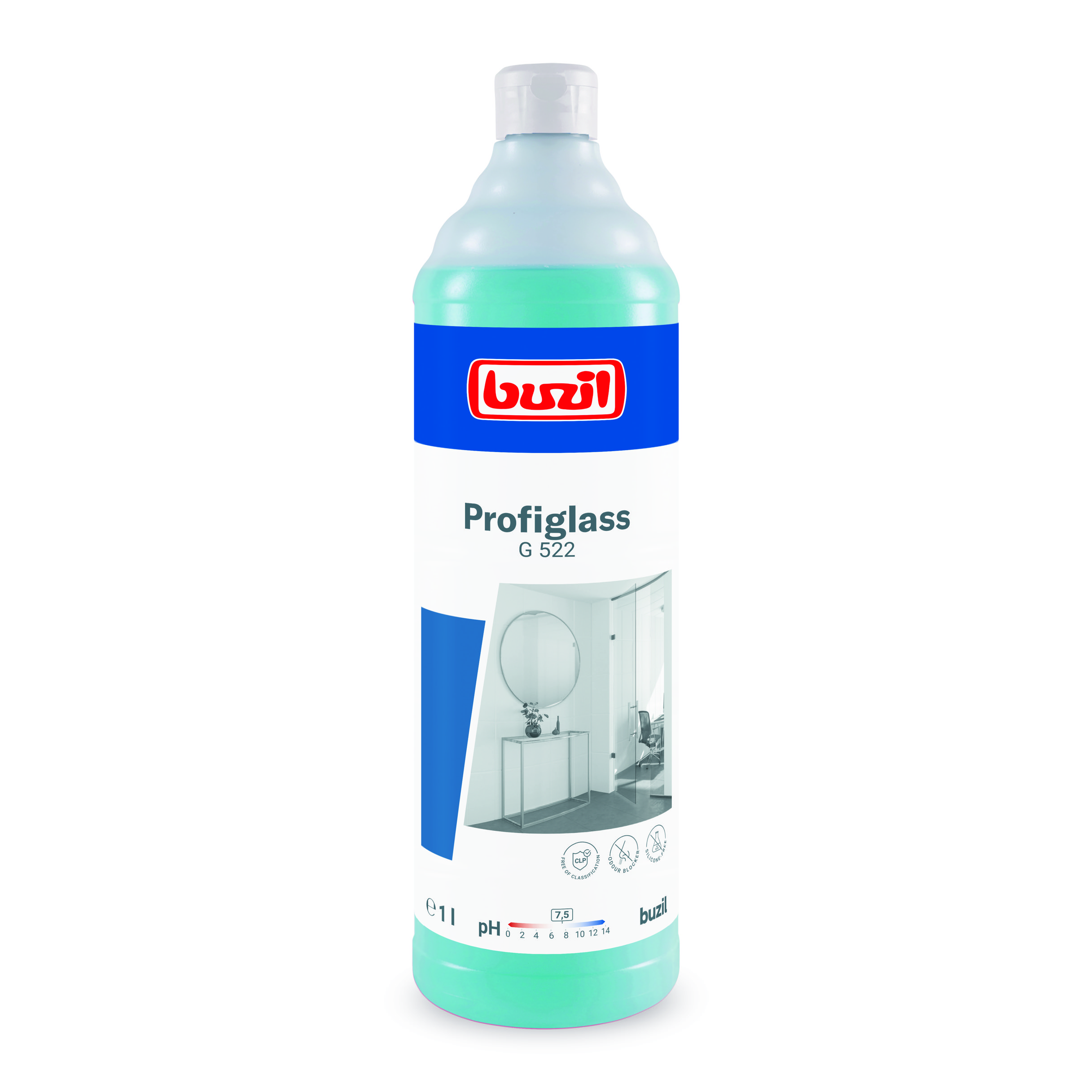 Buzil Profiglas G522, 1 Liter Flasche, Gebrauchsfertiger Glas- und Oberflächenreiniger