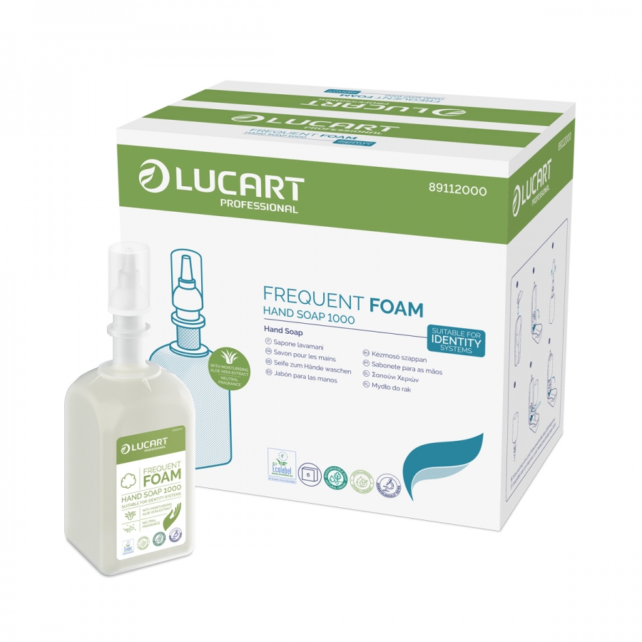 Lucart Prof. Frequent Foam Hand Soap 1000 ml Schaumseife neutraler Duft, 6 Flaschen/Karton