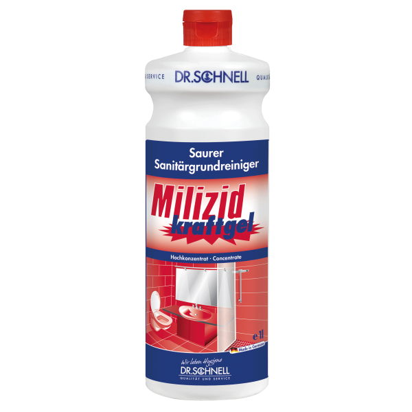 Dr. Schnell Milizid Kraftgel, Saurer Sanitärgrundreiniger, 1 Liter Flasche