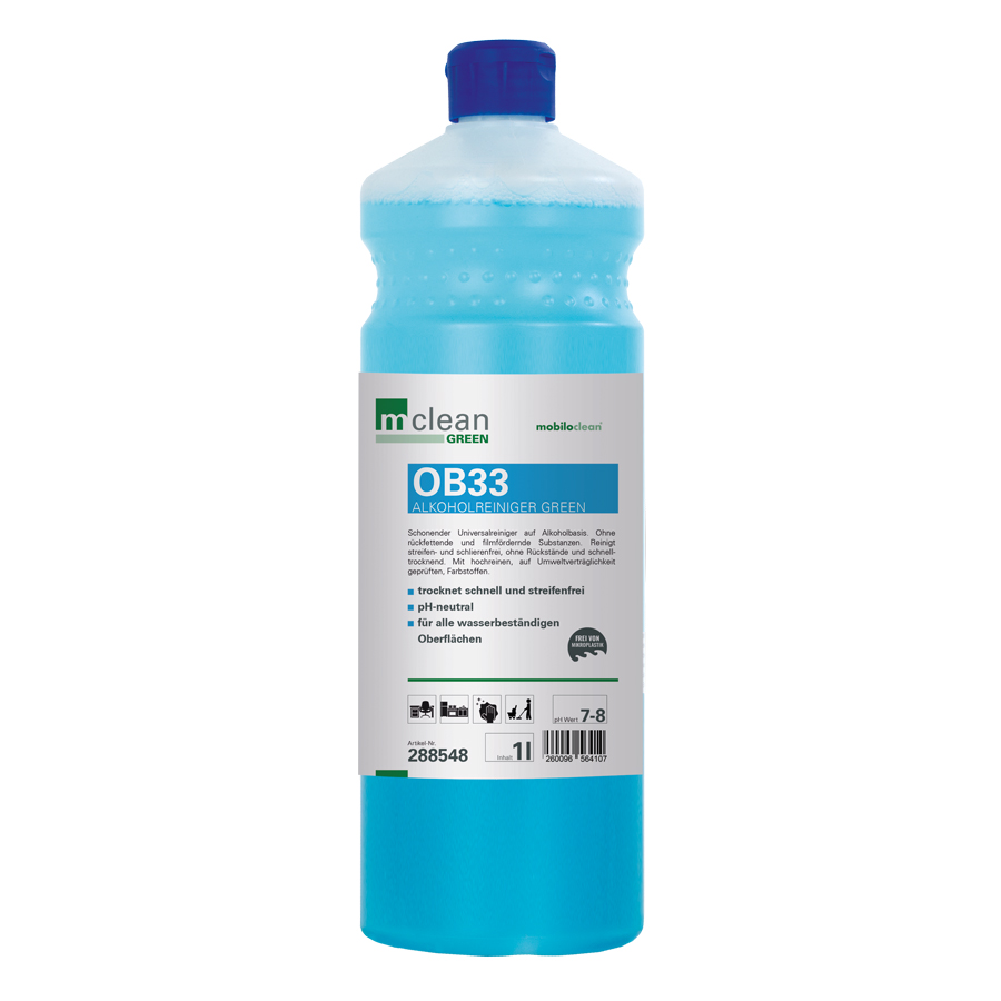 mclean green OB33 ökologischer Alkoholreiniger, 1 Liter, 12 Flaschen/Karton