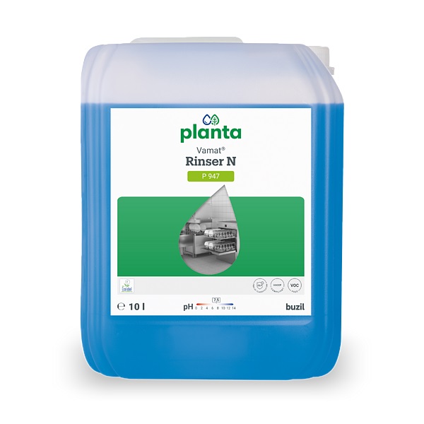 Buzil Vamat Rinser N P947, 10 Liter Kanister, Ökologischer Klarspüler, neutral