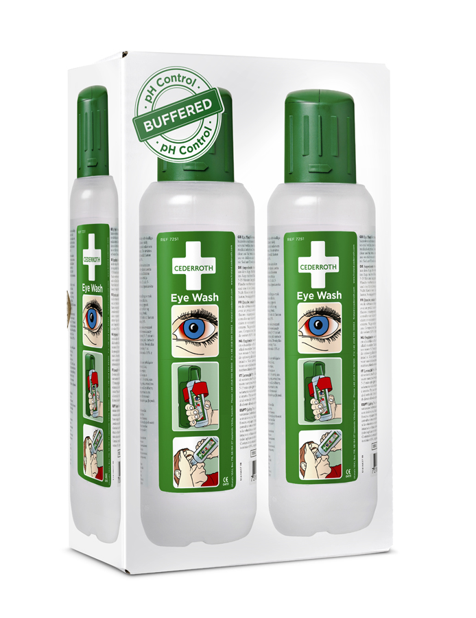 Augenspülflasche zur sofortigen Spülung, 2 Flaschen inkl. Augenkappe und Staubschutzkappe, 2 x 500 ml