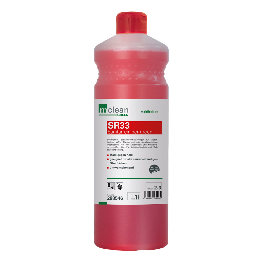 mclean green SR33 ökologischer Sanitärreiniger, 1 Liter, 12 Flaschen/Karton