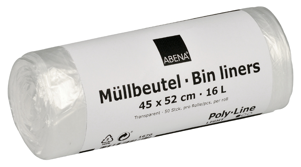 Poly-Line Müllbeutel, 4,5 my, HDPE, 40 x 50 Stück, transparent, 45 x 52 cm/ 16 Liter