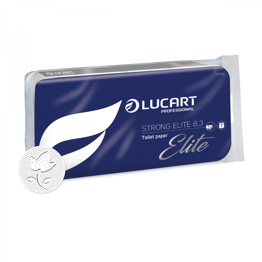 Lucart Prof. Strong Elite 8.3, Toilettenpapier, 3-lagig, Zellstoff, 250 Blatt, hochweiß, 72 Rollen/Sack