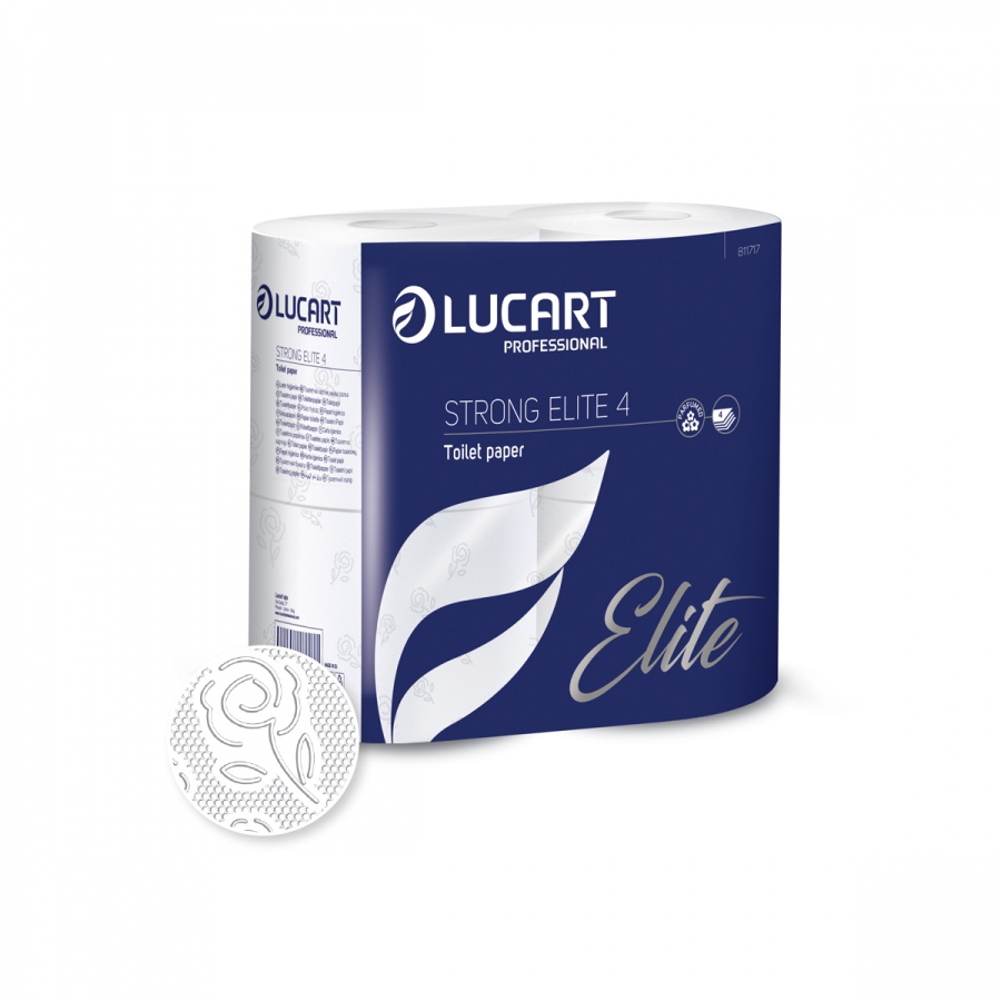 Lucart Prof. Strong Elite 4, Toilettenpapier, 4-lagig, leicht parfümiert, Zellstoff, 140 Blatt, hochweiß, 56 Rollen/Sack