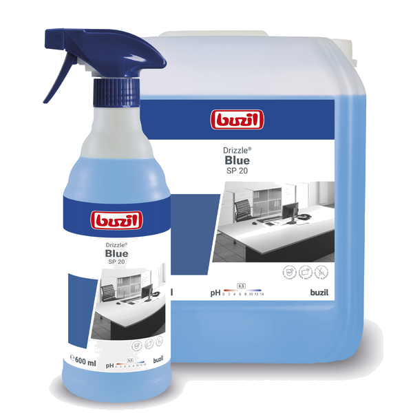 Buzil Drizzle® Blue SP20, gebrauchsfertiger Universal-Sprühreiniger mit Geruchsblocker, 600 ml Sprühflasche
