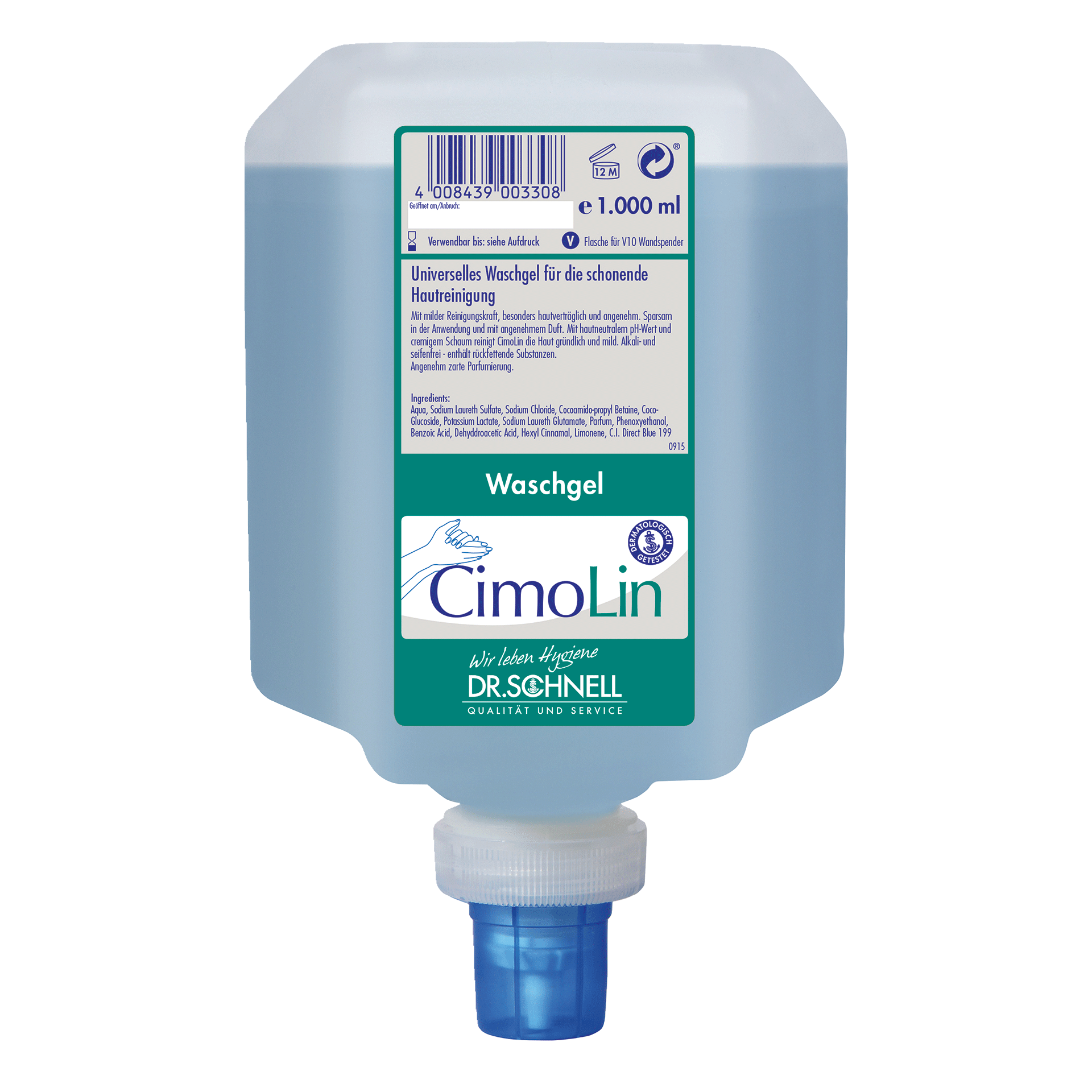 Dr. Schnell Cimolin Handwaschgel, mit feinem Duft nach grünem Tee, Spenderflasche V10