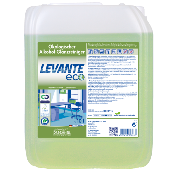 Dr. Schnell Levante Eco, Ökologischer Alkoholreiniger, 10 Liter Kanister