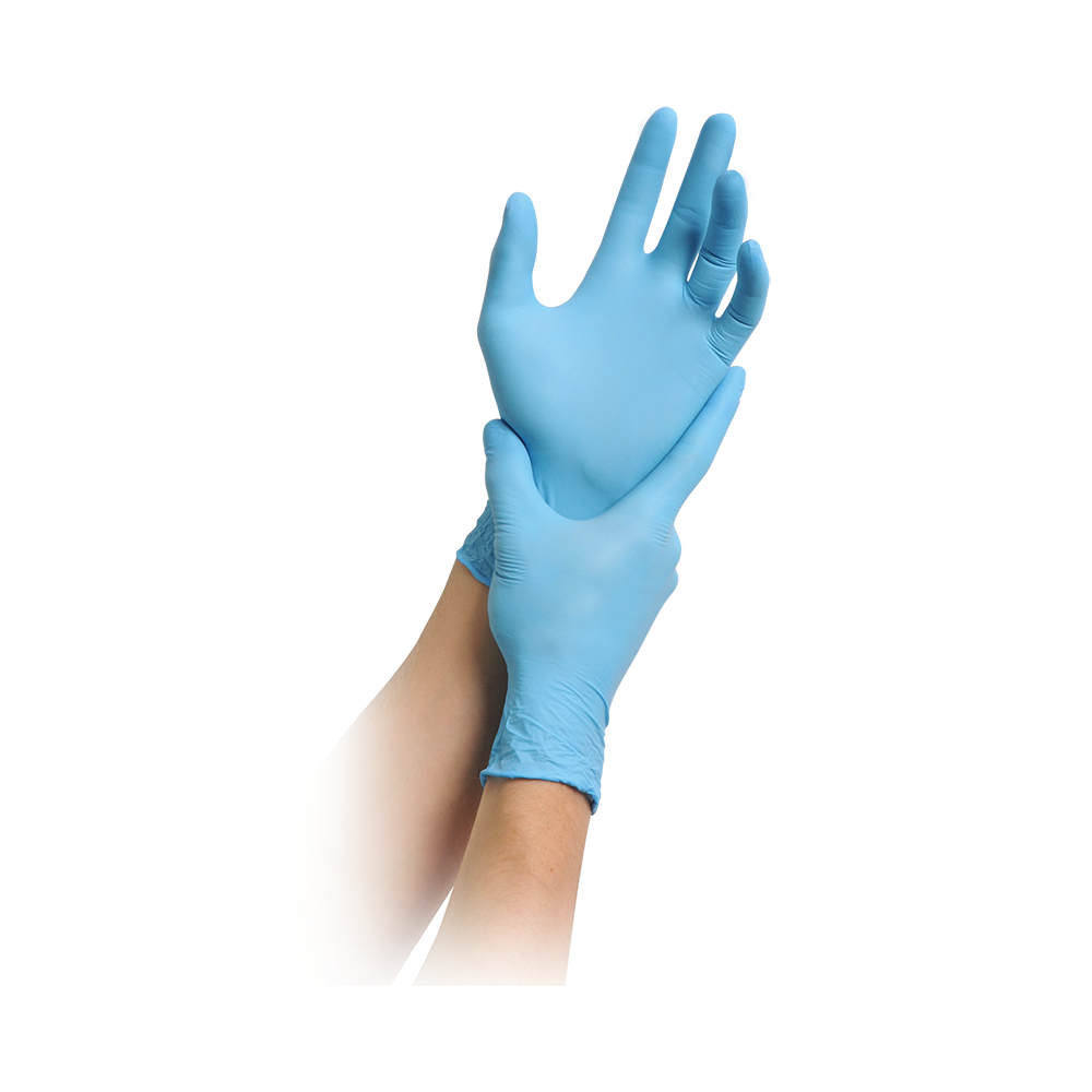 MaiMed – solution 100 blue Nitril Handschuh Größe M, 10 x 100 Stück, puderfrei, blau, Gr. M