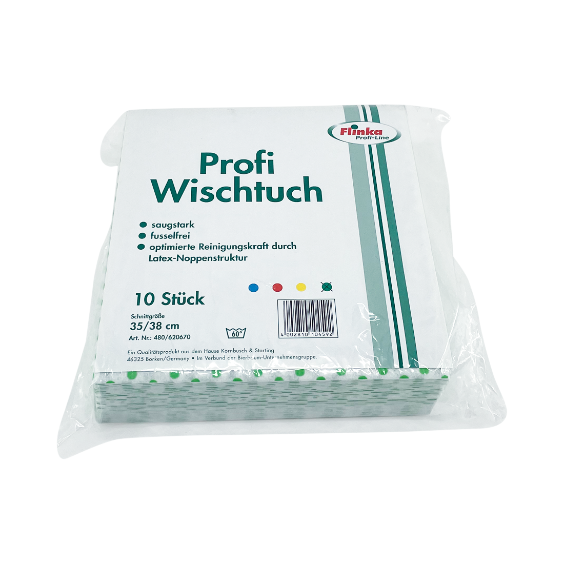 Profi-Wischtuch / Universaltuch 35 x 38 cm, grün, mit Latex-Noppenstruktur, 10 Stück/Packung