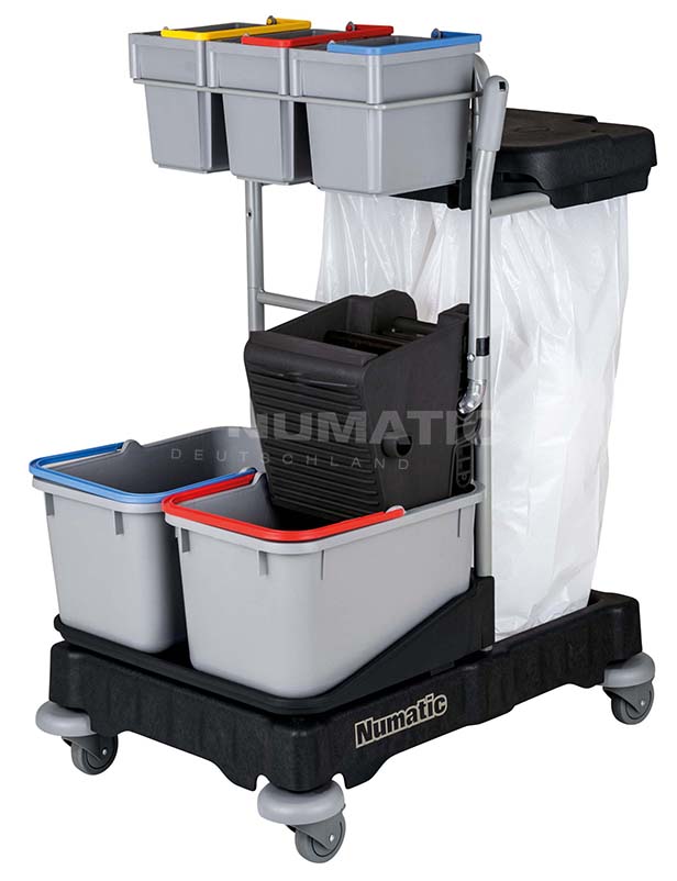 Numatic Reinigungswagen ProCar 4G, 3x5 L Oberflächeneimer, 2x70 L/1x120 L, graphit, 78 x 57 x 103 cm