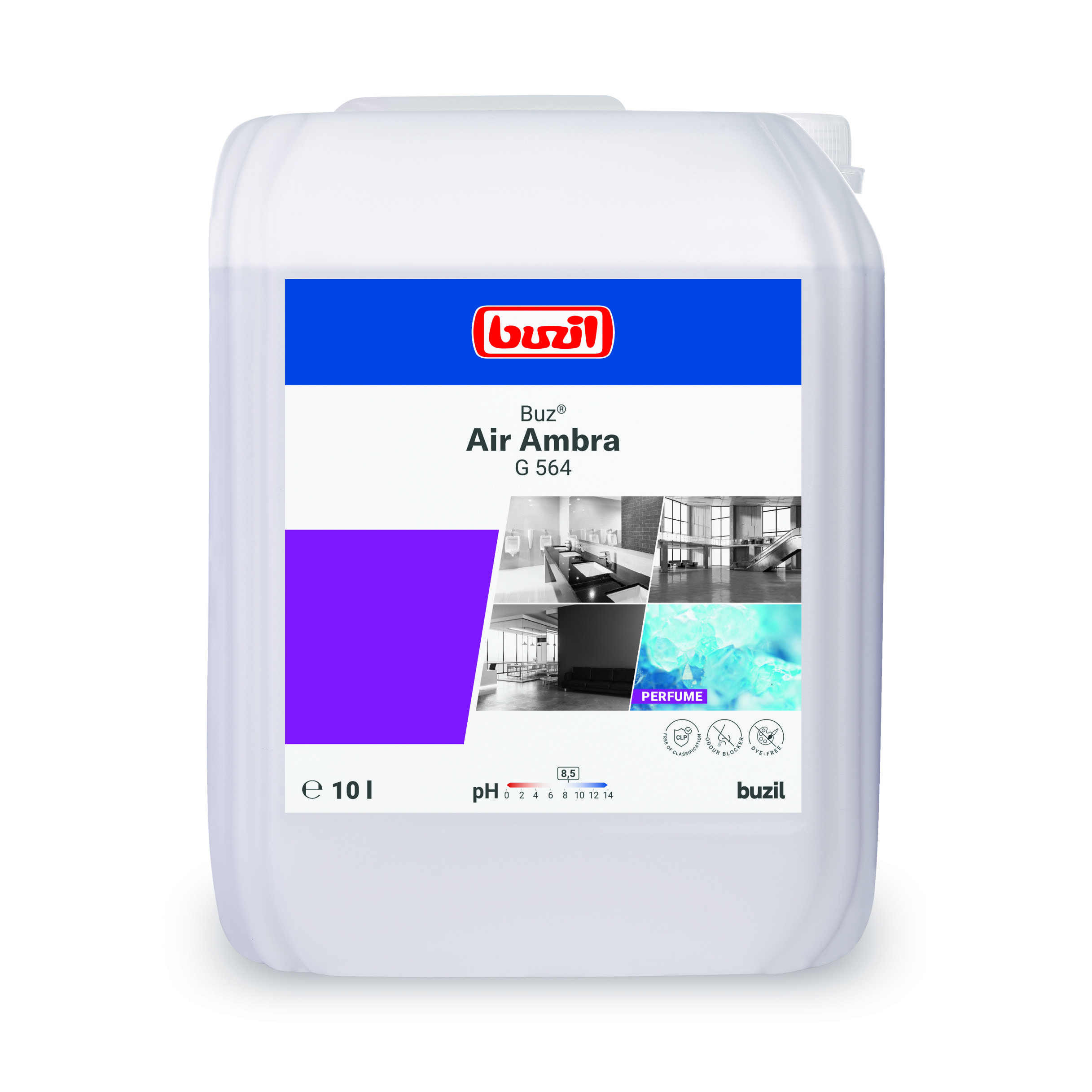 Buzil Buz Air Ambra G564, 10 Liter Kanister, Gebrauchsfertiger Raumspray mit Aktiv-Geruchsblocker