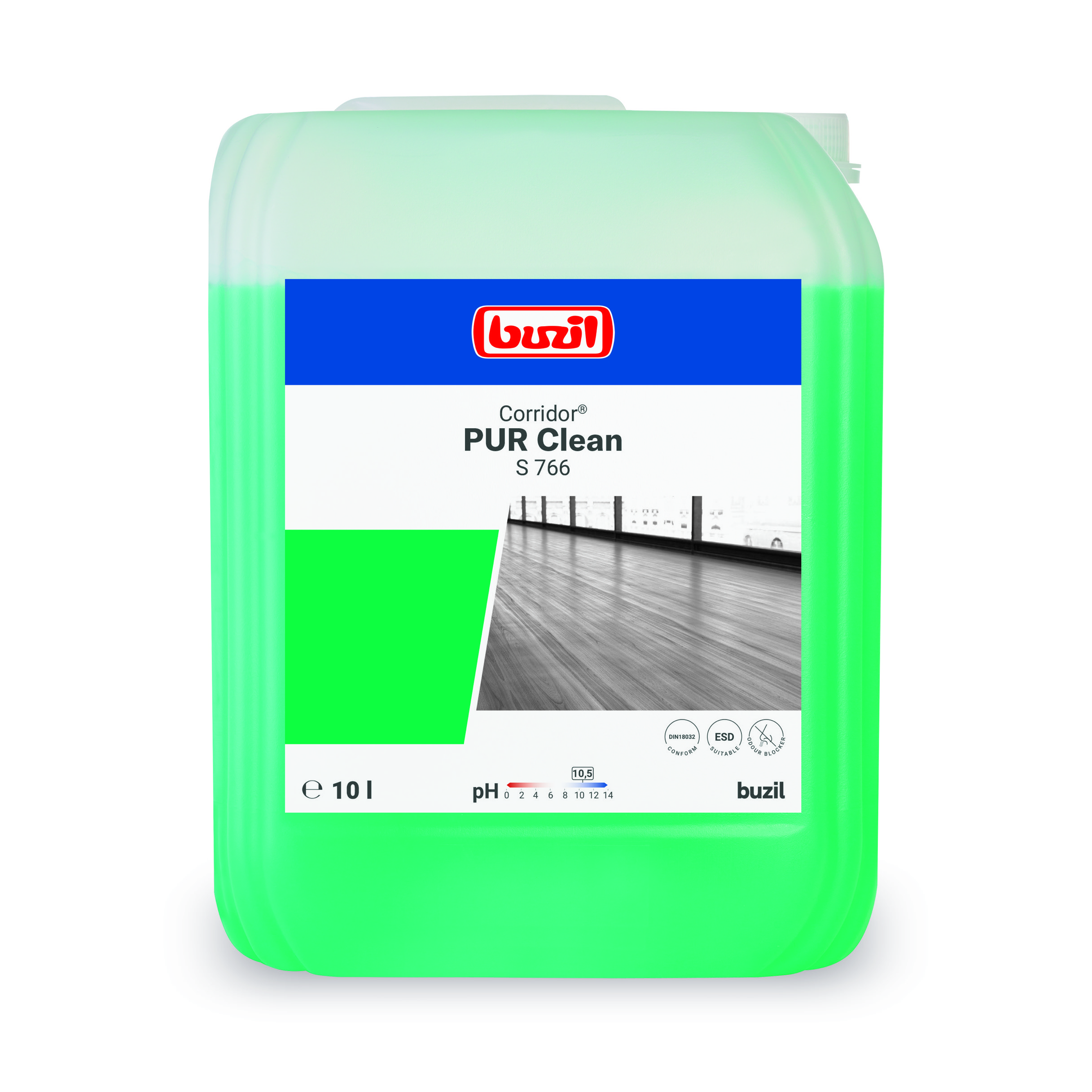 Buzil Corridor PUR Clean S766, 10 Liter Kanister, Ultranetzender Bodenreiniger mit Geruchsblocker