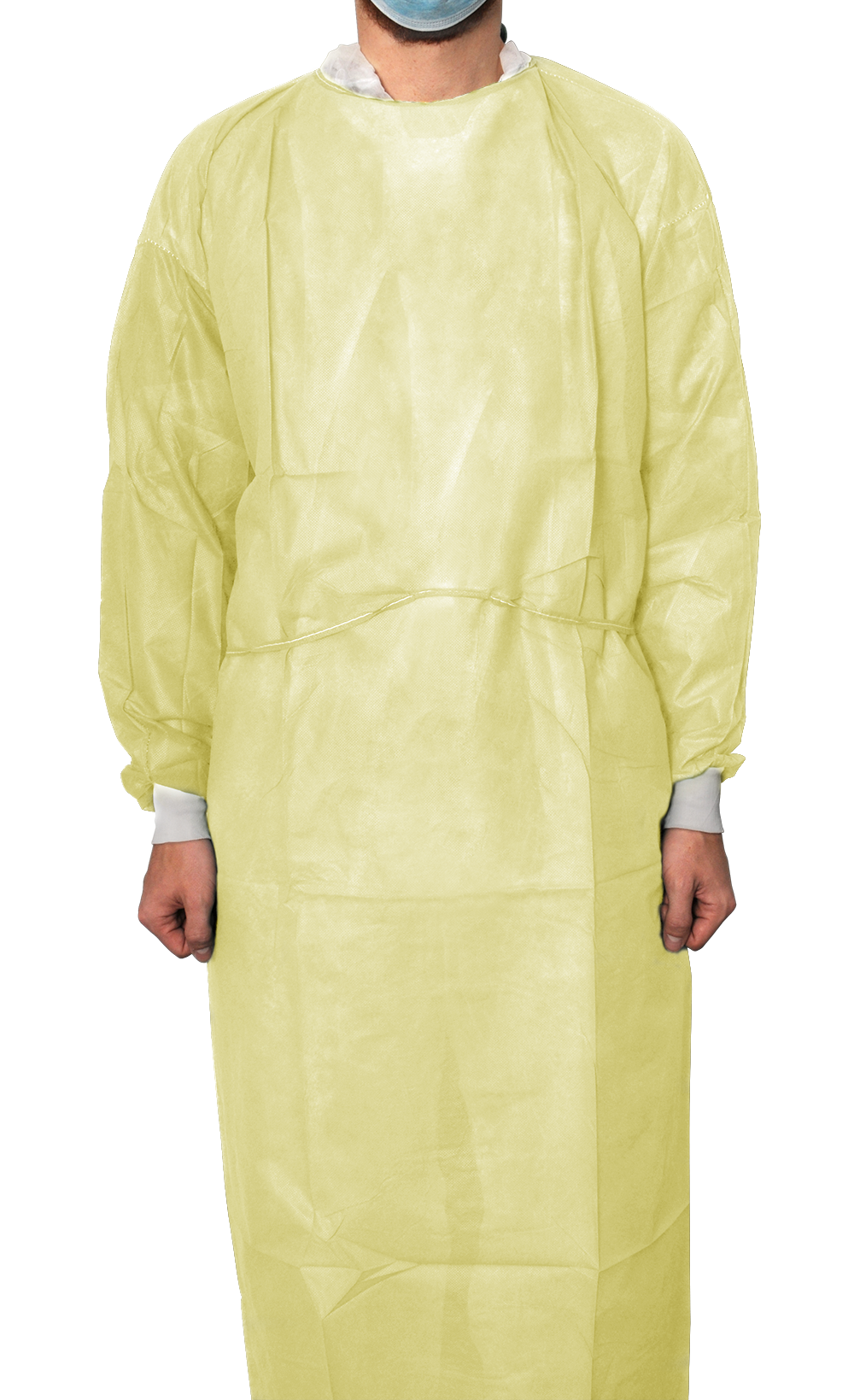 MaiMed Protect Coat ViruGuard, Schutzkittel aus Polypropylen-Vliesstoff, gelb, BW-Bündchen, 140x140cm, 10 Stück/Beutel, gelb, L-XL/140 x 140 cm