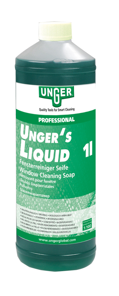 UNGER‘s LIQUID Fensterreinigungsseife, 1:100 Mischungsverhältnis, 1 Liter Konzentrat