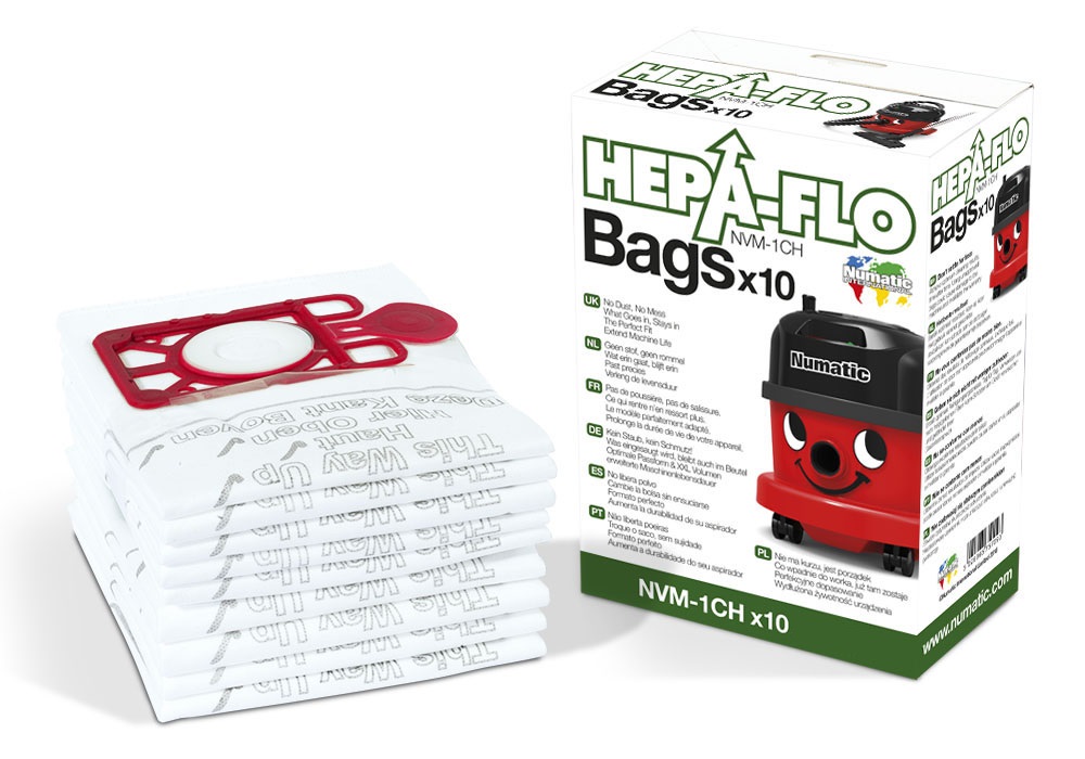 Numatic Hepa-Flo Hochleistungsfilter NVM-1CH,  weiß/rot, 10 Stück/Packung