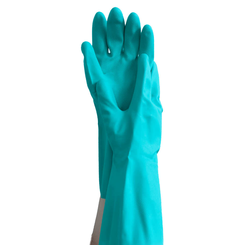 MaiMed® – safety touch, Nitril, grün, Chemikalienschutzhandschuh, 330 mm, Baumwollinnenbeflockung, 1 Paar, Gr. XL