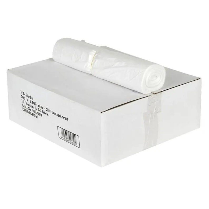 Abfallsäcke Basic 70x110cm, 120L, transparent, HDPE, Typ20, 17my, 10 Rollen x 50 Stück/Karton
