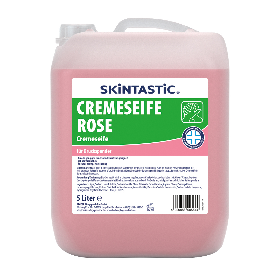 Skintastic Cremeseife rosé, mit frischem Duft, rosa, 5 Liter
