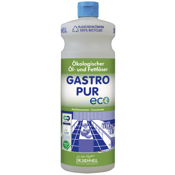 Dr. Schnell Gastro Pur Eco, Ökologischer Öl- und Fettlöser, 1 Liter Flasche