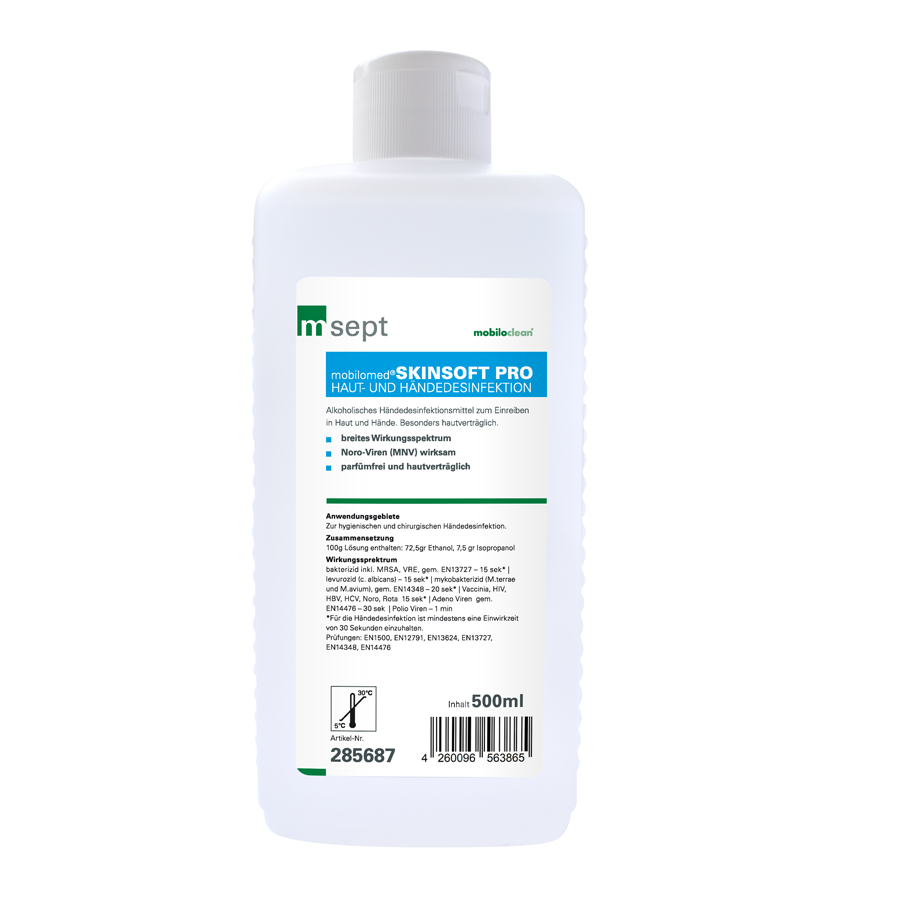 msept Skinsoft Pro Händedesinfektion, 500 ml Flasche, 24 Flaschen/Karton