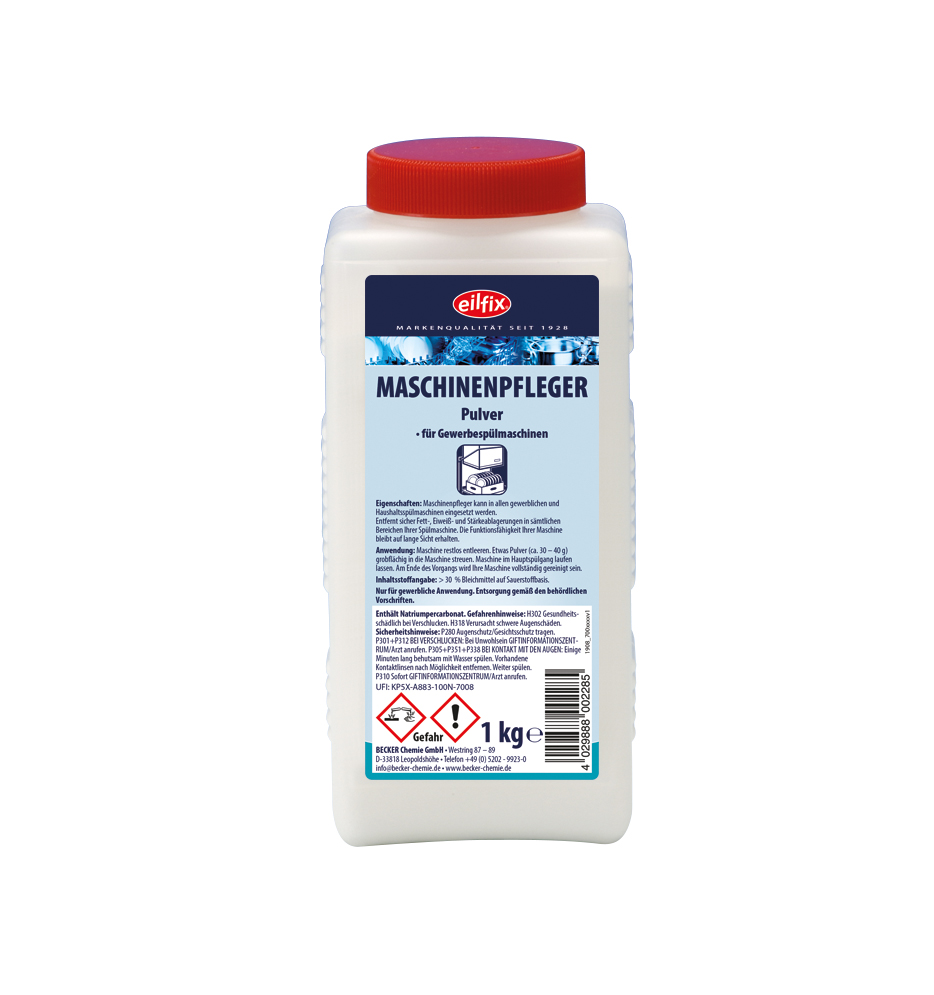 eilfix Maschinenpfleger Pulver, unter anderem zur Spülmaschinenreinigung, 1 kg