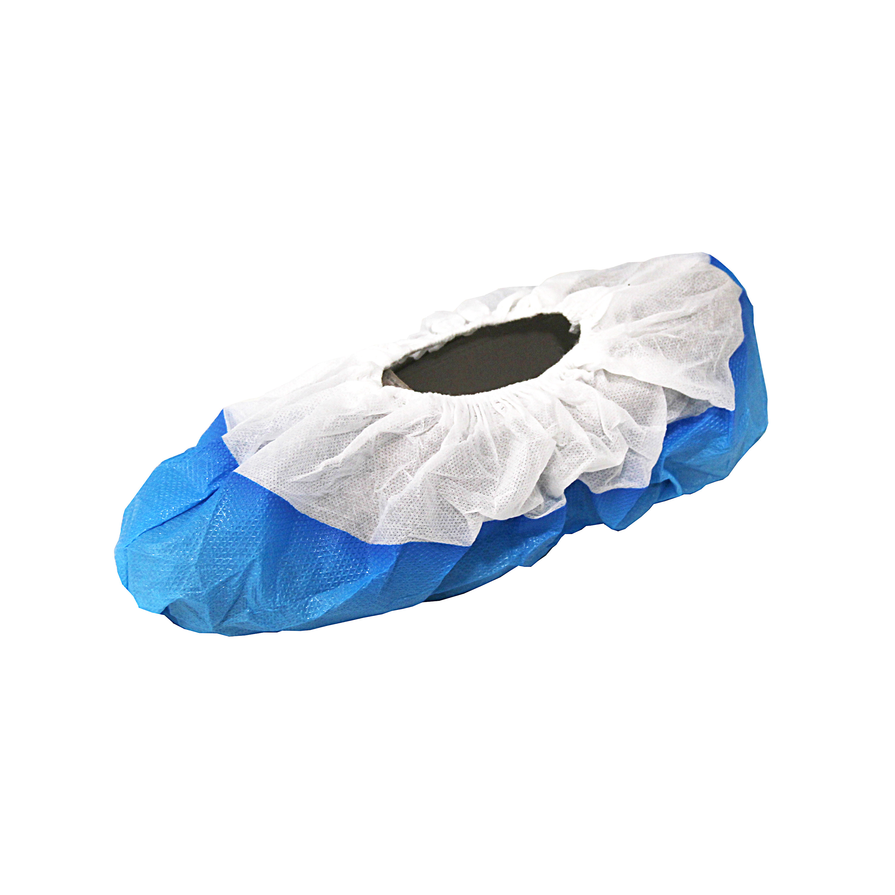 Med-Comfort PP-Vlies-Überschuh weiß/blau, mit CPE-Sohle, Gummizug, 50 Stück/Packung