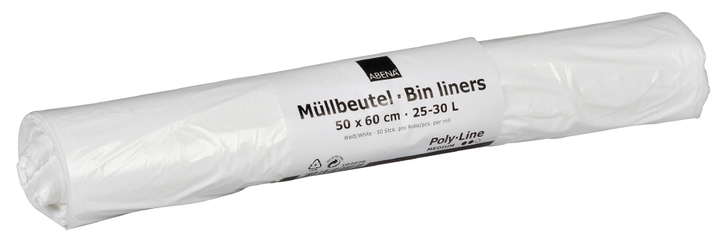 Poly-Line Müllbeutel, 12,5my, LDPE, 20 x 50 Stück, weiß, 50 x 60 cm/ 30 Liter
