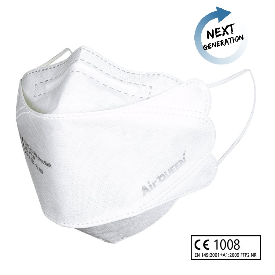 Air Queen Breeze Mask, FFP2 Face Mask filtrierende Halbmaske NR, EN149:2001 + A1:2009, weiß, 10 Stück/Packung