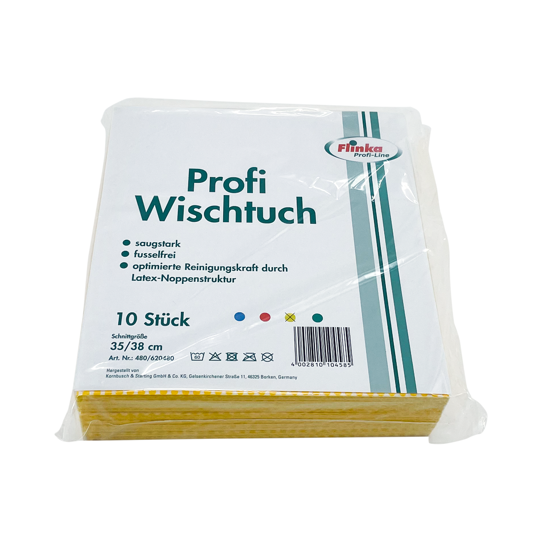 Profi-Wischtuch / Universaltuch 35 x 38 cm, gelb, mit Latex-Noppenstruktur, 10 Stück/Packung