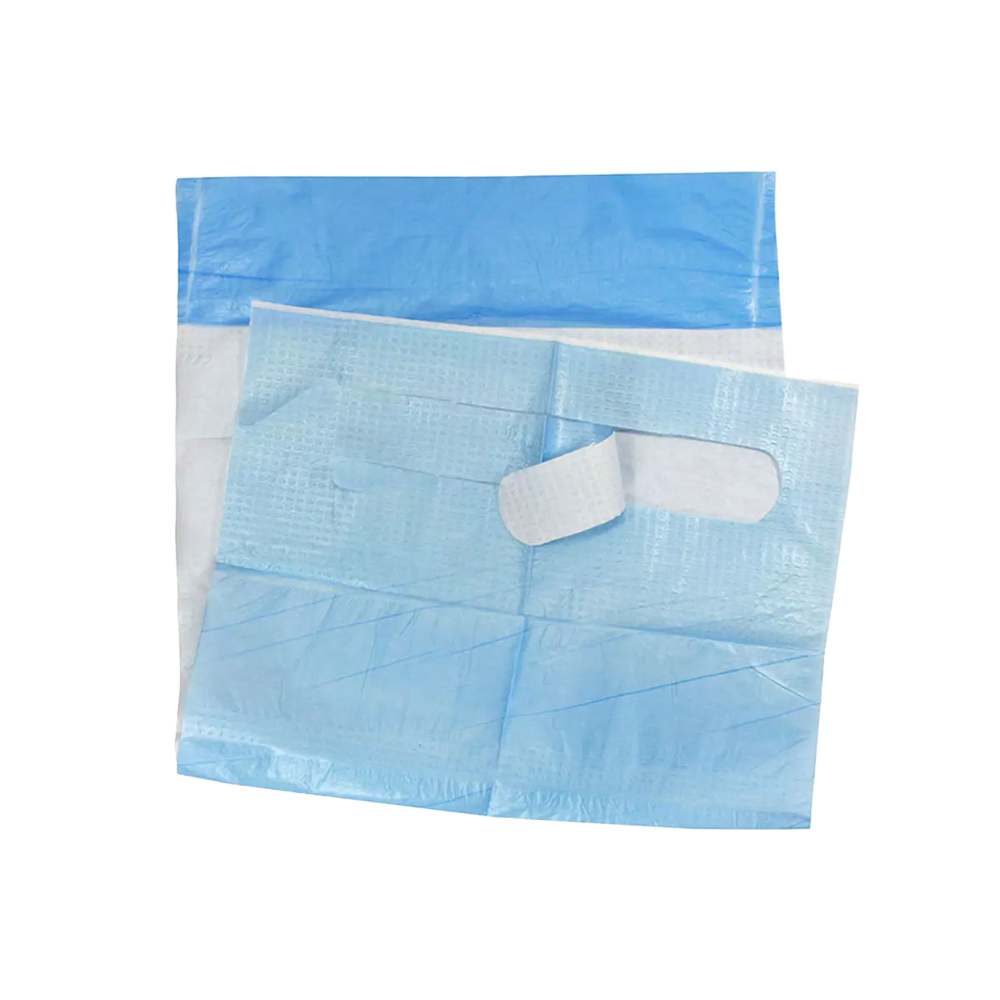 Med-Comfort PE Einmal-Esslätzchen m. Tasche, 36x64 cm, weiß/blau, 50 Stück/Packung, 10 Packungen im Karton