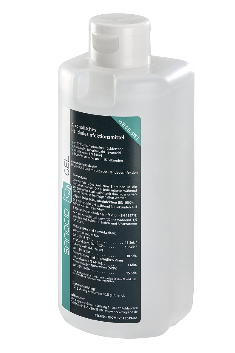 Sanocid Gel (Ethanol) Händedesinfektion, viruzid, 1 Spenderflasche, 500 ml