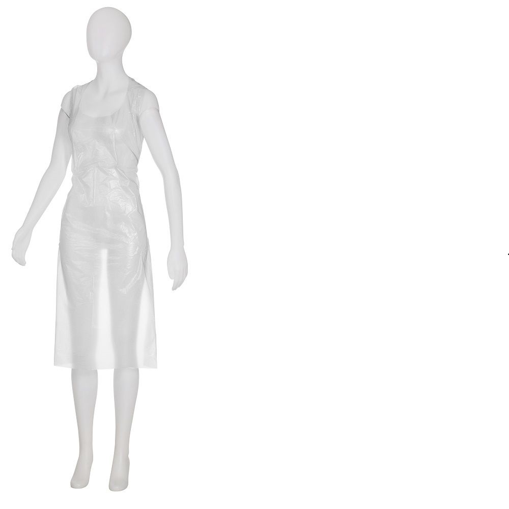 Med-Comfort PE-Einwegschürzen, geblockt, 55my, heavy, weiß, 50 Stück/Packung, 75 x 120 cm  