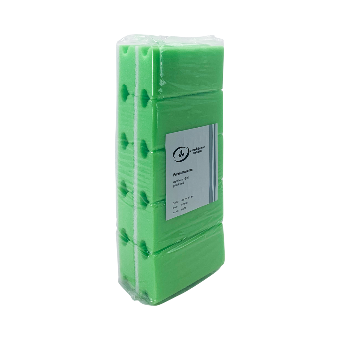 UH-Putzschwamm mit Griffleiste, kratzfrei, grün/weiß, 15 x 7 x 4,5 cm